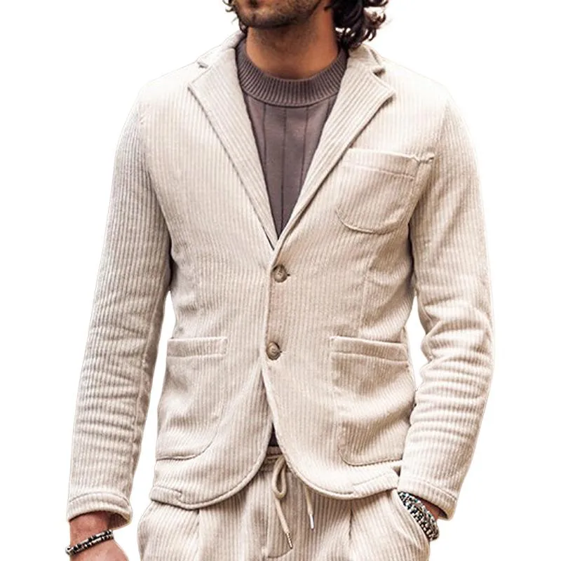 Men's Retro Solid Color Corduroy Notch Lapel Two Buttons Blazer 71192135Z sold by Manly
