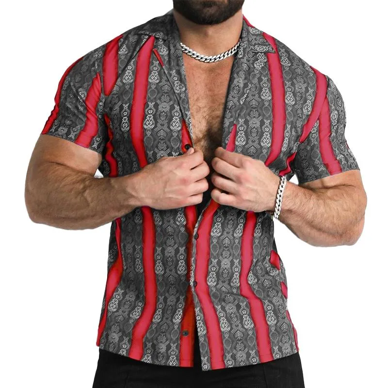 Men's Casual Printed Floral Short-sleeved Lapel Shirt 13673968X sold by Manly