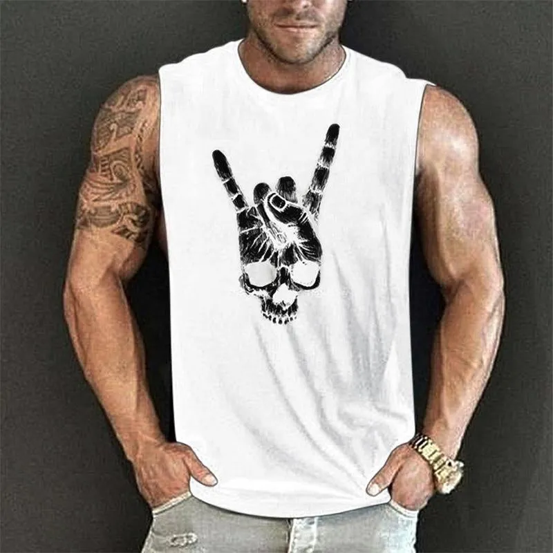 Men's Casual Loose Skull Print Sleeveless Tank Top 24496028M sold by Manly product image thumbnail 3