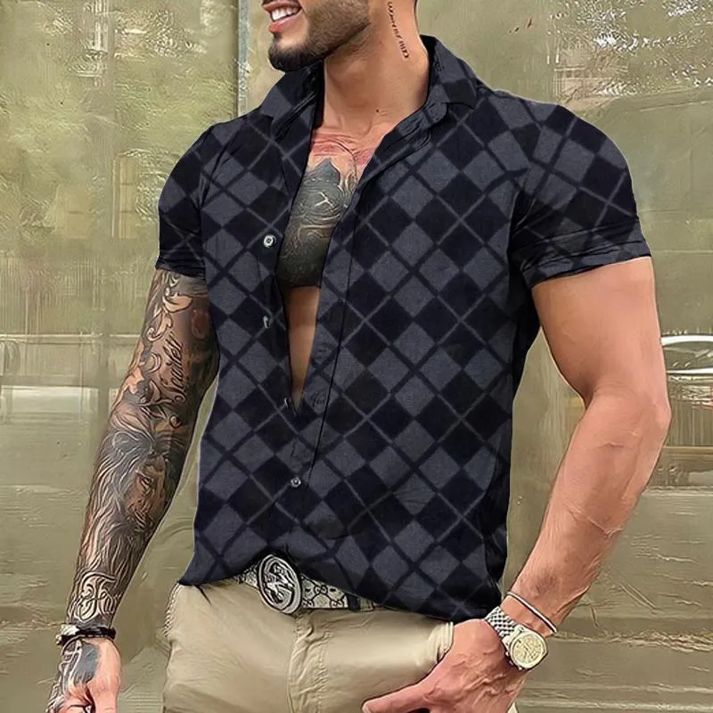 Men's Retro Diamond Lapel Short Sleeve Shirt 37335507TO sold by Manly product image thumbnail 2