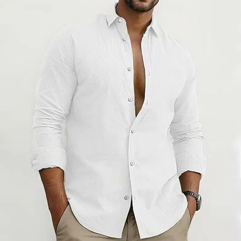 Men's Solid Color Lapel Long Sleeve Shirt 33314689Z sold by Manly product image thumbnail 3