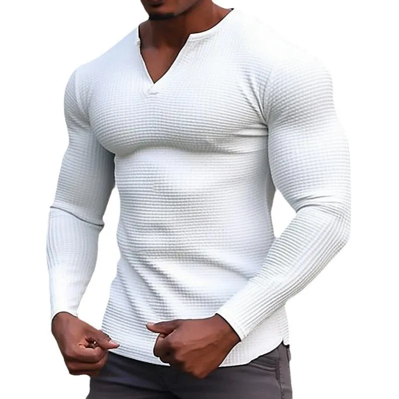 Men's Waffle V-neck Long Sleeve T-Shirt 12360206X sold by Manly