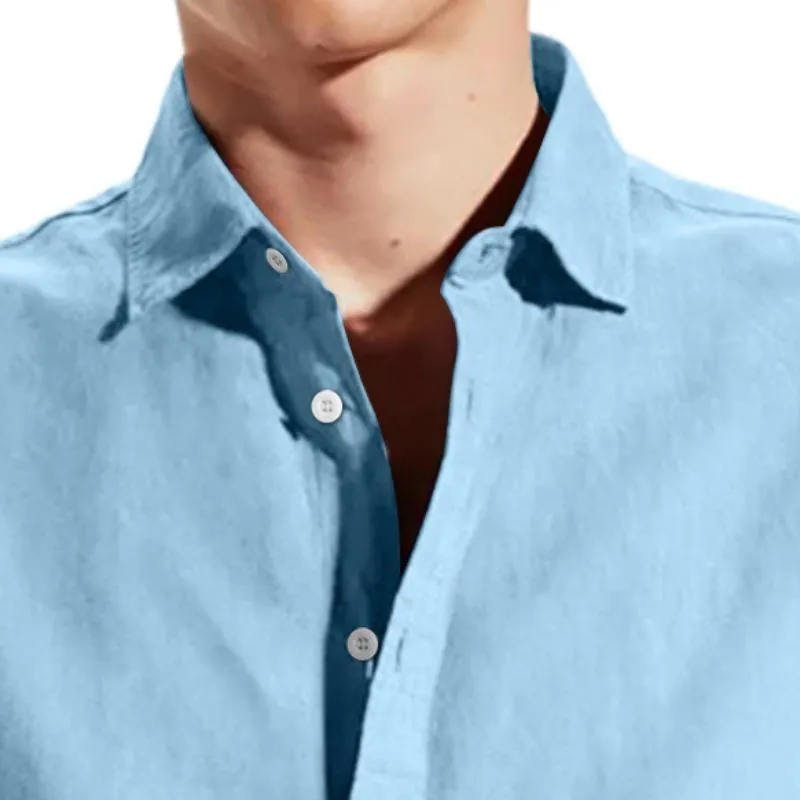 Men's Casual Cotton Linen Lapel Loose Long Sleeve Shirt 55194163M sold by Manly product image thumbnail 2