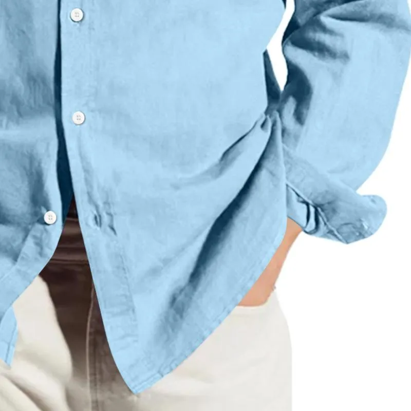 Men's Casual Cotton Linen Lapel Loose Long Sleeve Shirt 55194163M sold by Manly product image thumbnail 3