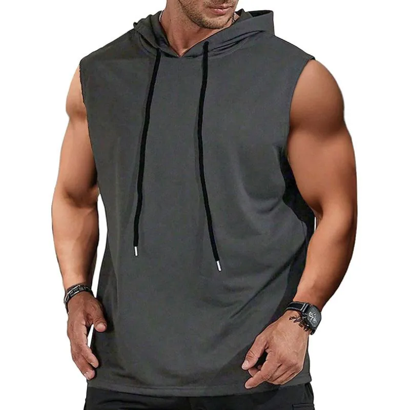 Men's Casual Cotton Blended Sports Sleeveless Hoodie 42417585M sold by Manly