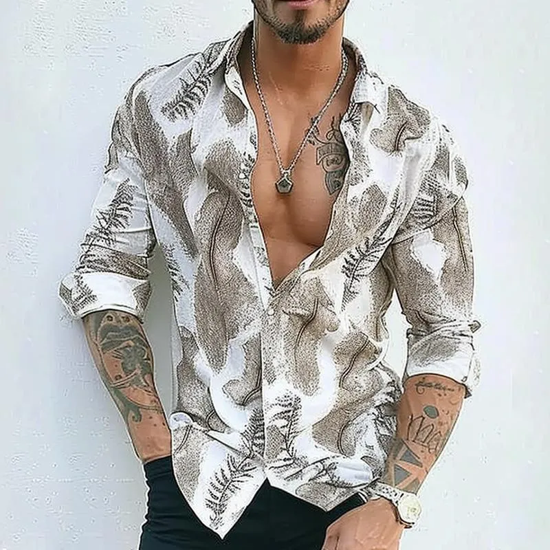 Men's Casual Floral Lapel Long Sleeve Shirt 61055871TO sold by Manly product image thumbnail 2