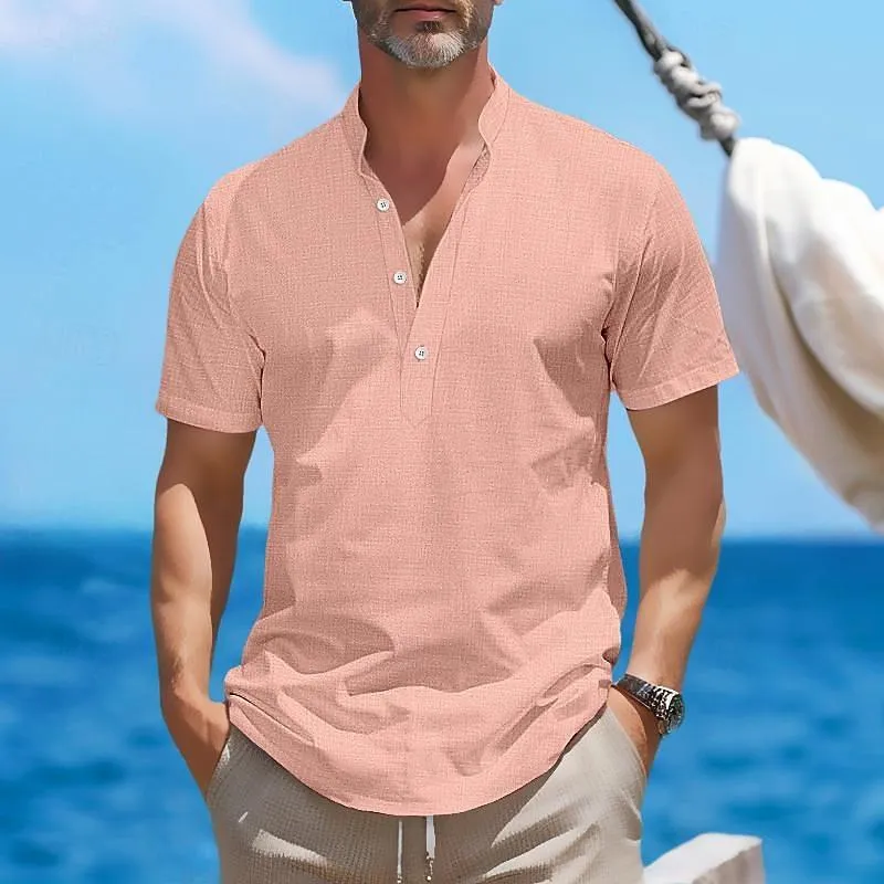 Men's Linen Henley Short Sleeve Shirt 84585635Y sold by Manly product image thumbnail 2