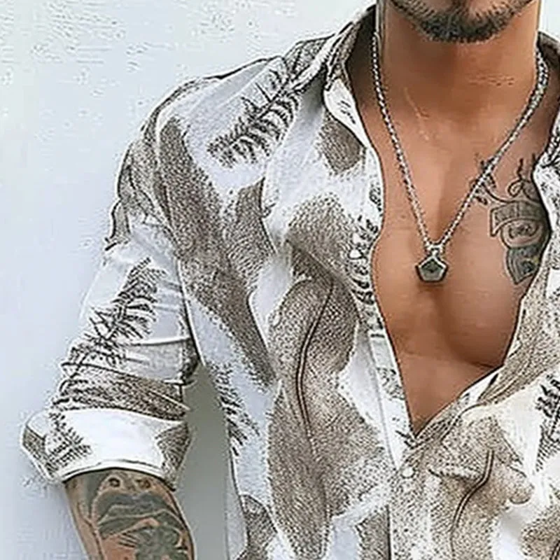 Men's Casual Floral Lapel Long Sleeve Shirt 61055871TO sold by Manly product image thumbnail 3