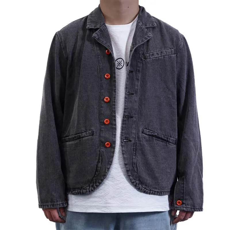 Men's Vintage Lapel Multi Pocket Solid Color Jacket 01686052Y sold by Manly