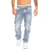 Men's Retro Distressed Straight Jeans 73816311X sold by Manly