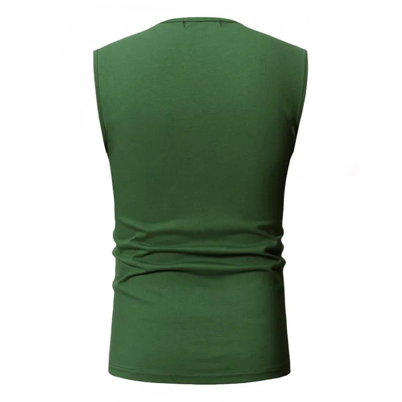Men's Solid Round Neck Sleeveless Cotton Tank Top 28139465Z sold by Manly product image thumbnail 3