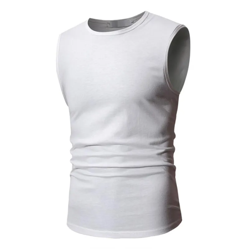 Men's Solid Round Neck Sleeveless Cotton Tank Top 28139465Z sold by Manly product image thumbnail 5