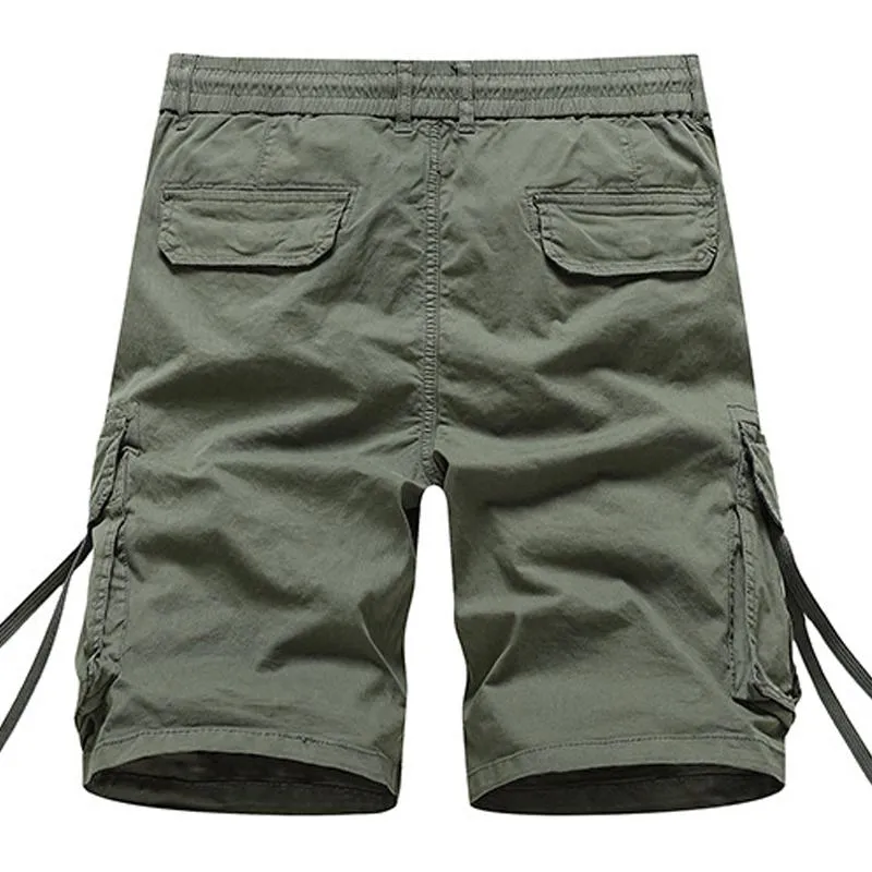 Men's Solid Color Multi-pocket Elastic Waist Cargo Shorts 21210203Z sold by Manly product image thumbnail 4