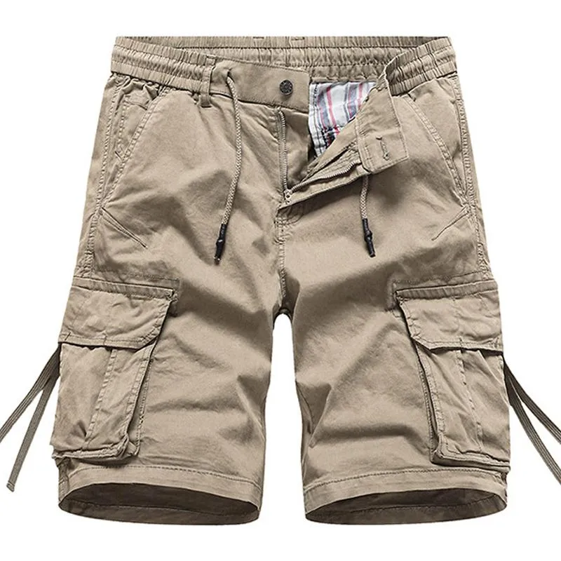 Men's Solid Color Multi-pocket Elastic Waist Cargo Shorts 21210203Z sold by Manly product image thumbnail 3
