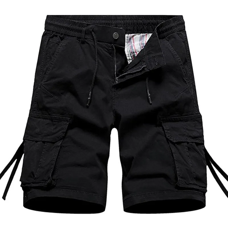 Men's Solid Color Multi-pocket Elastic Waist Cargo Shorts 21210203Z sold by Manly product image thumbnail 2