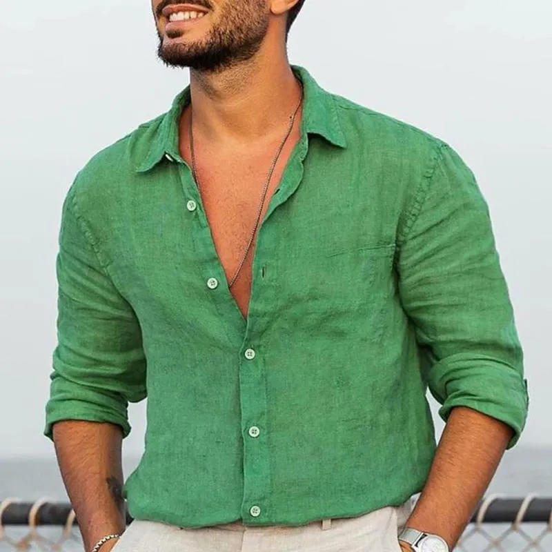 Men's Casual Solid Color Lapel Long Sleeve Shirt 93200576X sold by Manly product image thumbnail 2