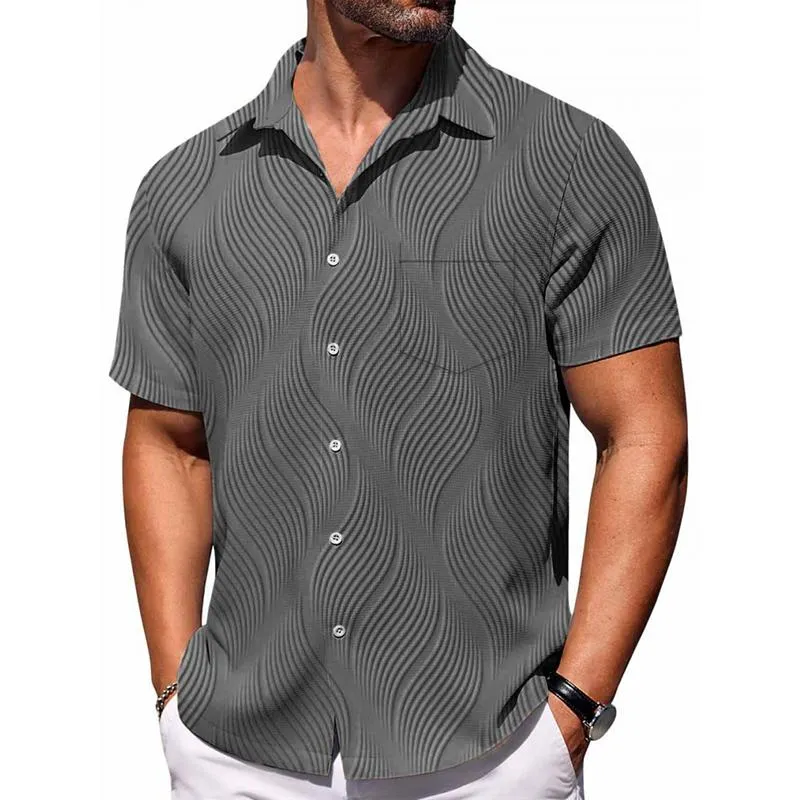 Men's Solid Lapel Short Sleeve Single Breasted Casual Shirt 72288474Z sold by Manly product image thumbnail 4