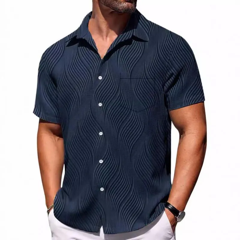 Men's Solid Lapel Short Sleeve Single Breasted Casual Shirt 72288474Z sold by Manly product image thumbnail 3