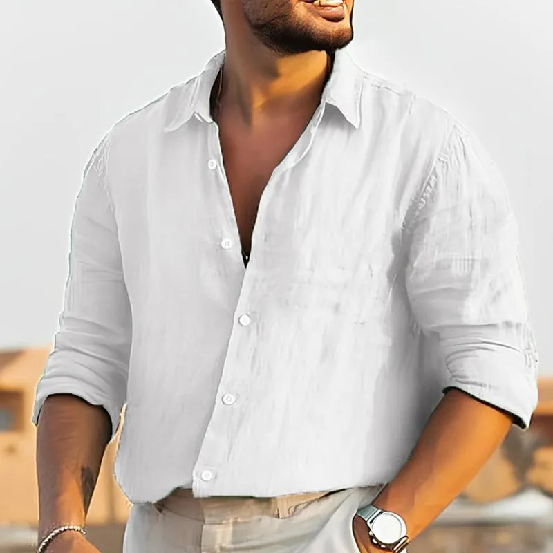 Men's Casual Solid Color Lapel Long Sleeve Shirt 93200576X sold by Manly product image thumbnail 3