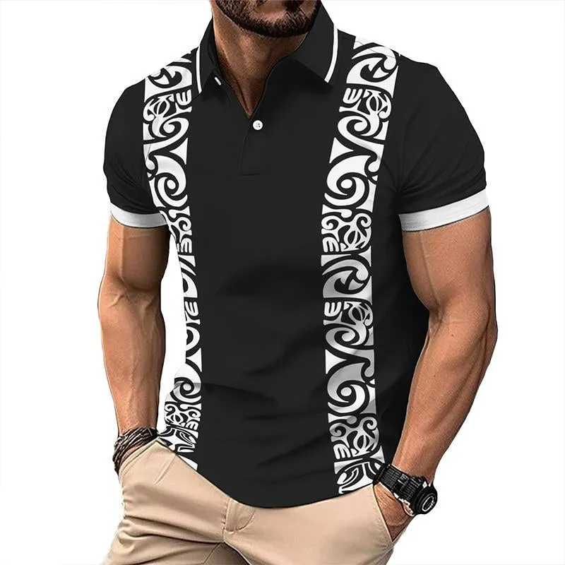 Men's Casual Ethnic Short-sleeved Polo Shirt 76058599TO sold by Manly