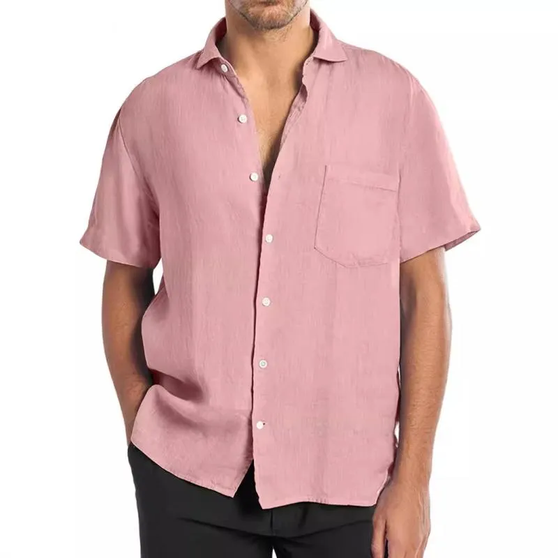 Men's Casual Solid Color Chest Pocket Short Sleeve Shirt 45960566Y sold by Manly