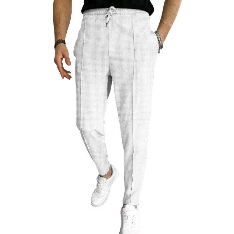 Men's Casual Waffle Elastic Waist Sports Pants 58165664M sold by Manly