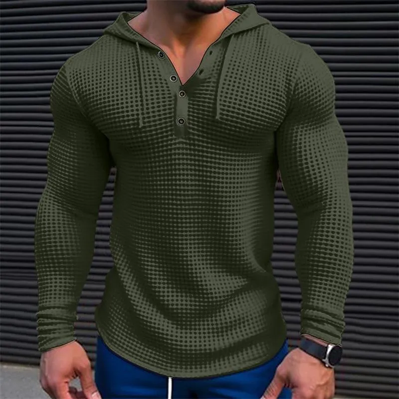 Men's Solid Waffle Long Sleeve Casual Hoodie 80077688Z sold by Manly product image thumbnail 5