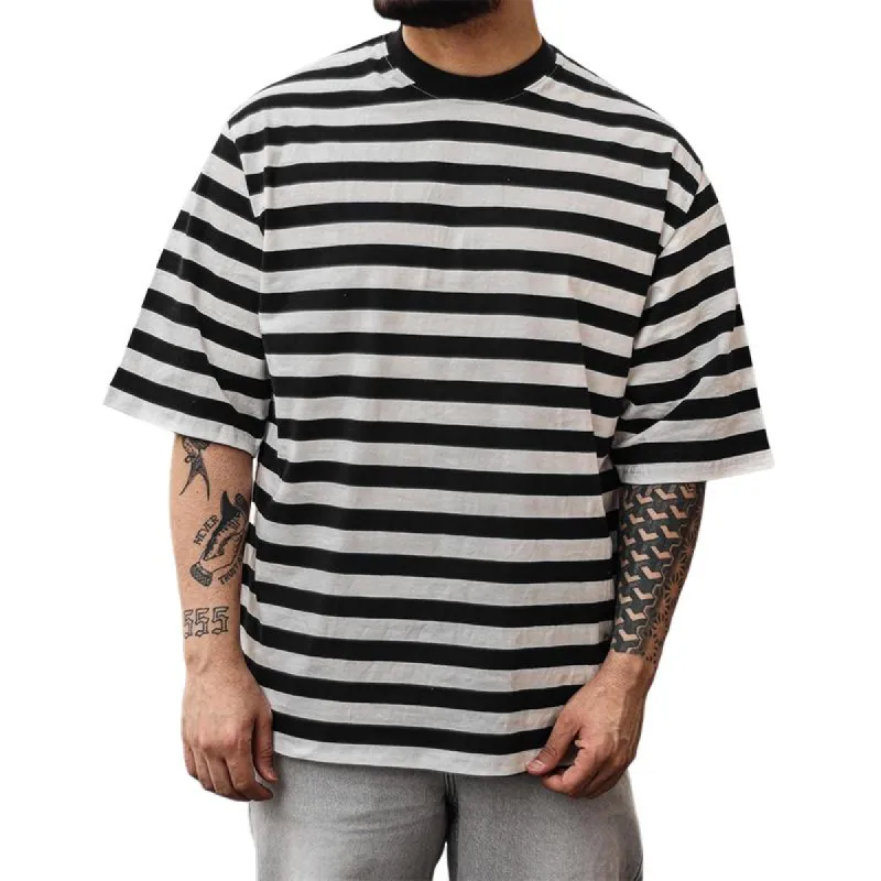 Men's Striped Round Neck Short Sleeve Casual T-Shirt 51489228X sold by Manly