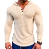 Men's Solid Waffle Long Sleeve Casual Hoodie 80077688Z sold by Manly