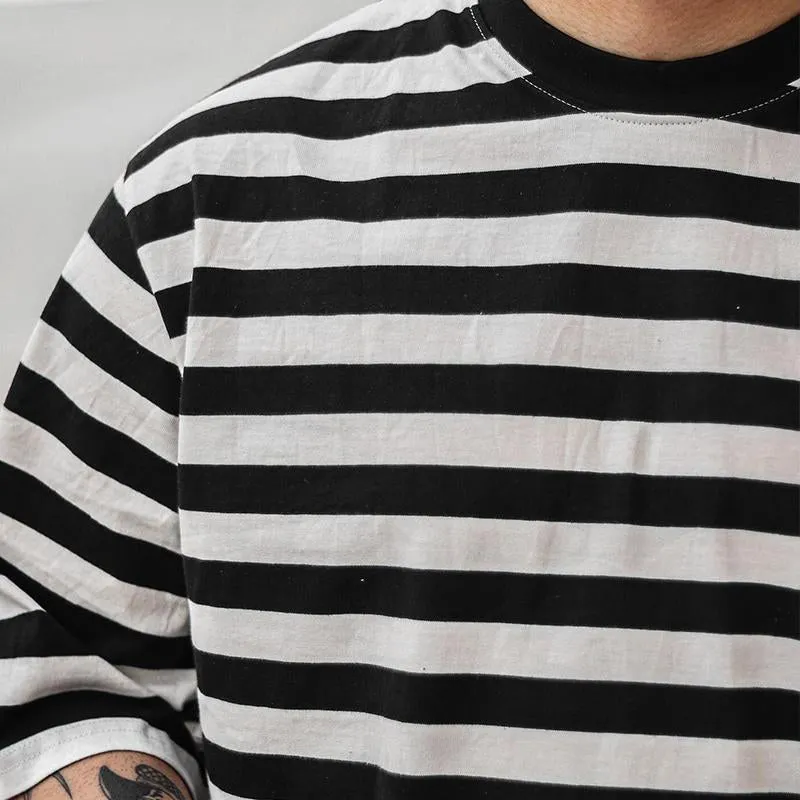Men's Striped Round Neck Short Sleeve Casual T-Shirt 51489228X sold by Manly product image thumbnail 3