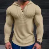 Men's Solid Waffle Long Sleeve Casual Hoodie 80077688Z sold by Manly