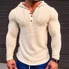 Men's Solid Waffle Long Sleeve Casual Hoodie 80077688Z sold by Manly