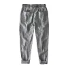 Men's Vintage Ramie Breathable Drawstring Elastic Waist Loose Trousers 36007489M sold by Manly
