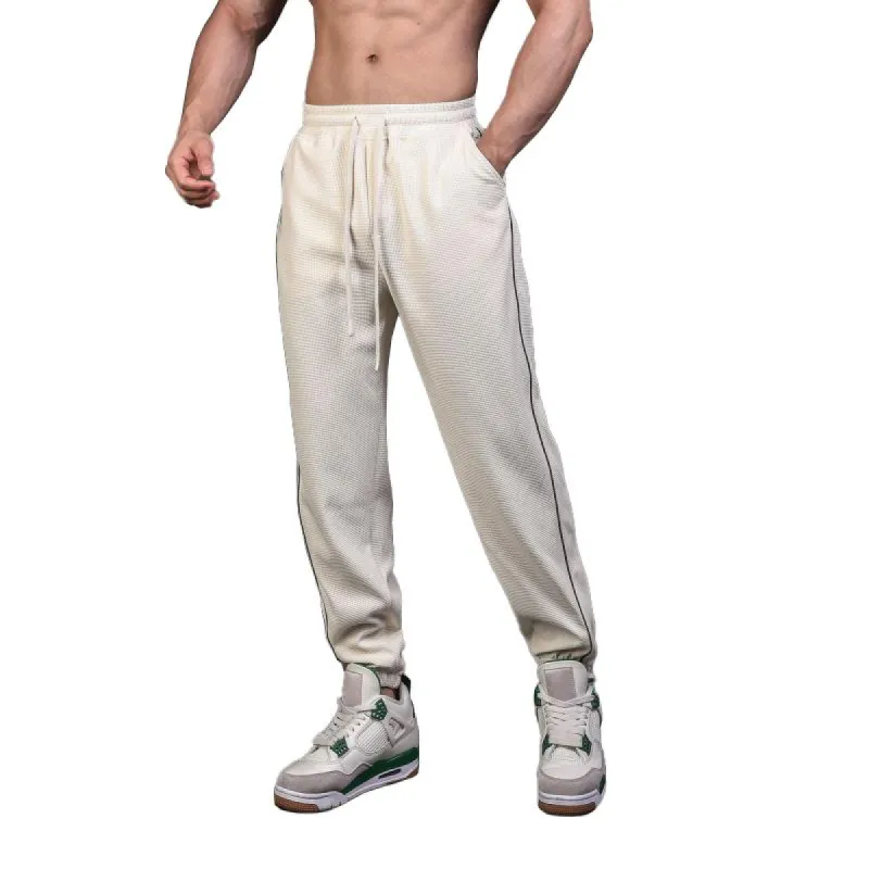 Men's Fashion Reflective Line Elastic Waist Casual Sports Pants 18189077Z sold by Manly