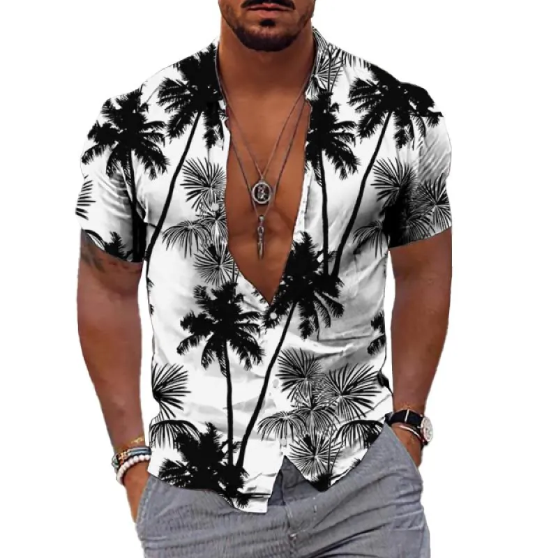Men's Printed Lapel Short Sleeve Casual Shirt 49697663Z sold by Manly