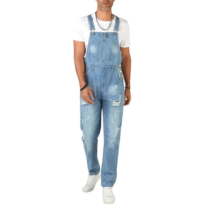 Men's Vintage Ripped Denim Overalls 13051552Y sold by Manly