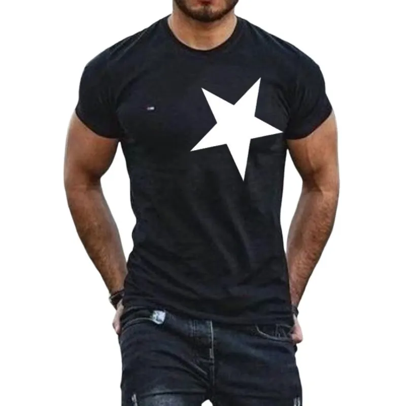 Men's Casual Five-pointed Star Short-sleeved T-shirt 16578159TO sold by Manly