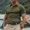 Men's Solid Color Lapel Short Sleeve Polo Shirt 07059385Z sold by Manly