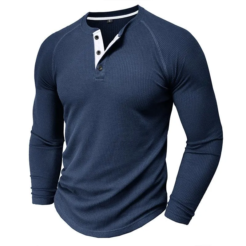 Men's Casual Round Neck Waffle Long Sleeve T-Shirt 43399933Y sold by Manly product image thumbnail 2