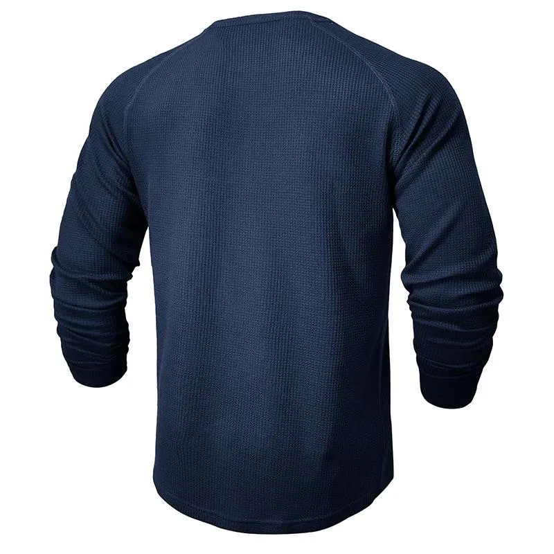 Men's Casual Round Neck Waffle Long Sleeve T-Shirt 43399933Y sold by Manly product image thumbnail 4