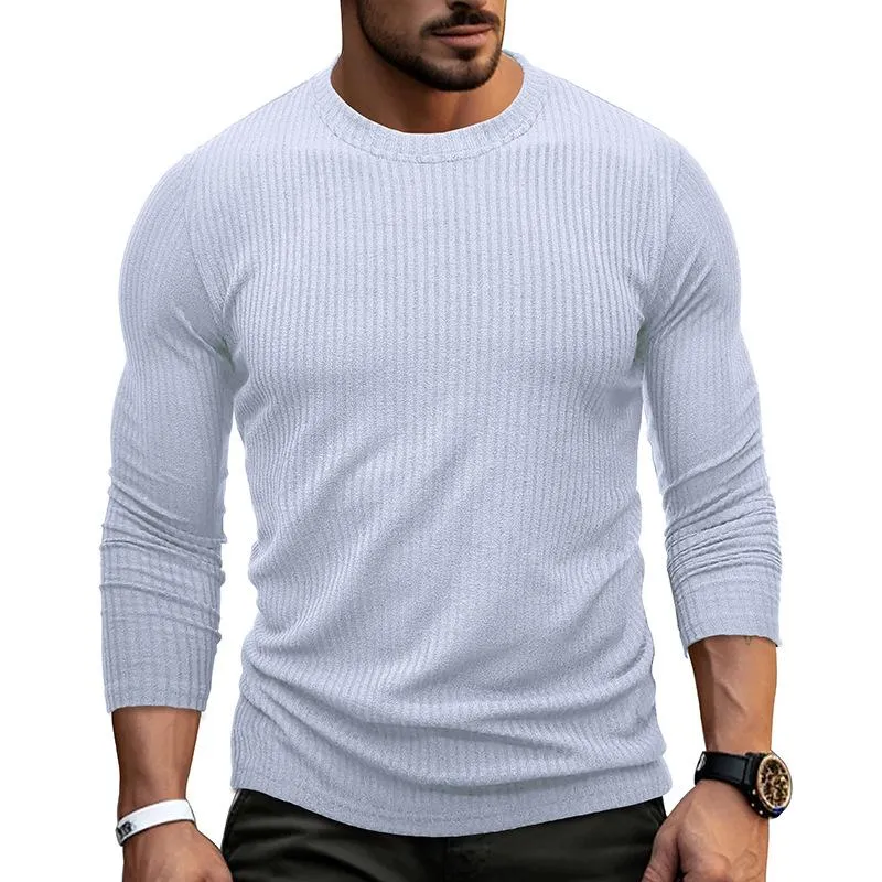 Men's Casual Solid Color Collar Long Sleeve Round T-Shirt 69622690M sold by Manly product image thumbnail 2