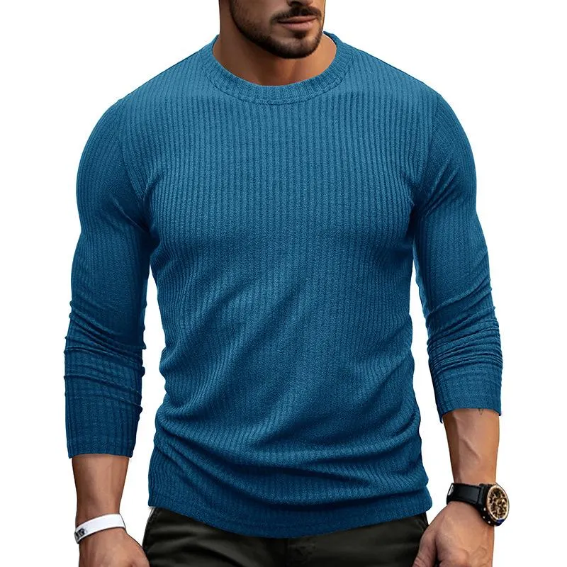 Men's Casual Solid Color Collar Long Sleeve Round T-Shirt 69622690M sold by Manly product image thumbnail 4