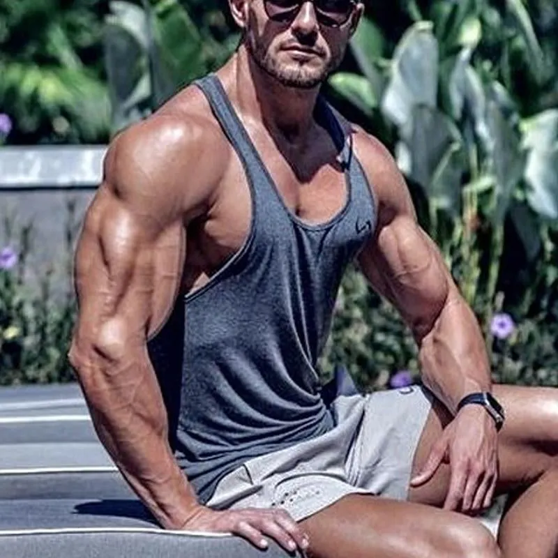 Men's Solid Color Muscle Sports Crew Neck Tank Top 80055539X sold by Manly product image thumbnail 3