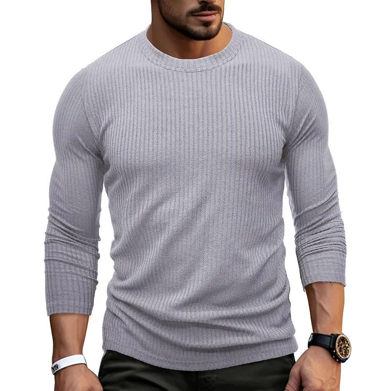 Men's Casual Solid Color Collar Long Sleeve Round T-Shirt 69622690M sold by Manly product image thumbnail 3