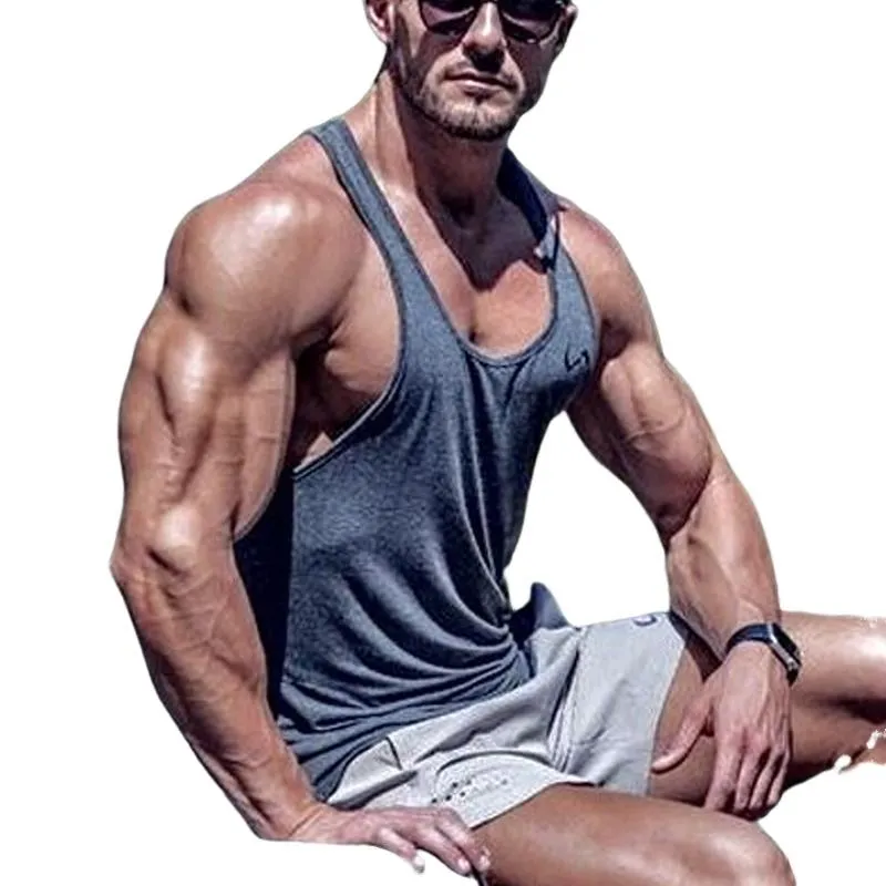 Men's Solid Color Muscle Sports Crew Neck Tank Top 80055539X sold by Manly