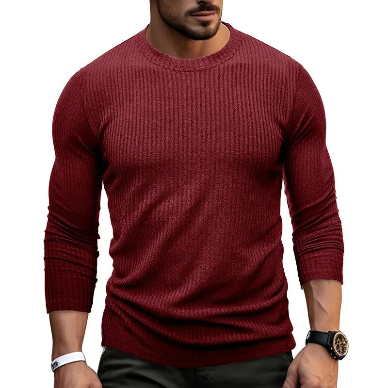 Men's Casual Solid Color Collar Long Sleeve Round T-Shirt 69622690M sold by Manly product image thumbnail 5