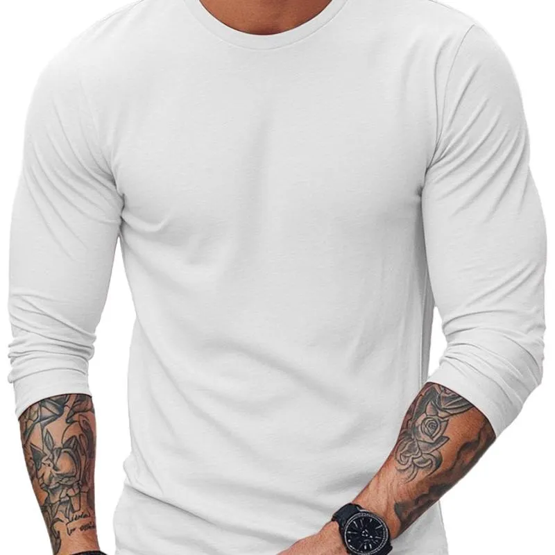Men's Casual Cotton Blended Round Neck Slim Fit Long Sleeve T-Shirt 43340419M sold by Manly product image thumbnail 4