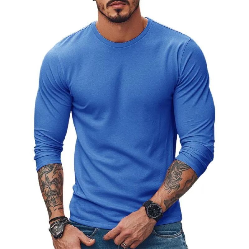 Men's Casual Cotton Blended Round Neck Slim Fit Long Sleeve T-Shirt 43340419M sold by Manly