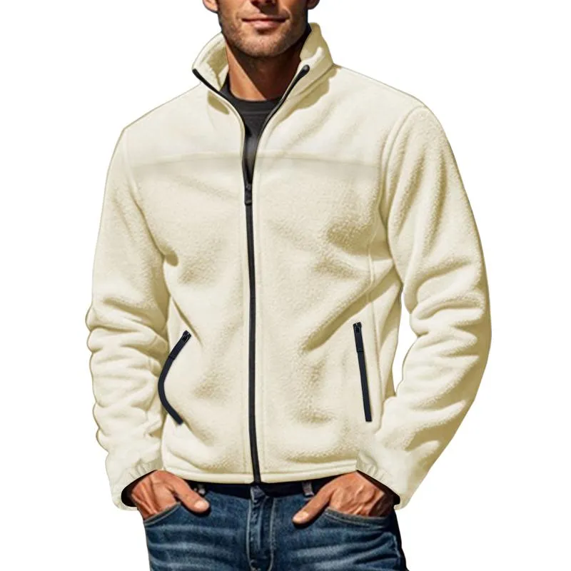 Men's Casual Outdoor Stand Collar Fleece Zipper Jacket 68857078M sold by Manly product image thumbnail 4