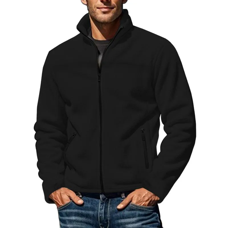 Men's Casual Outdoor Stand Collar Fleece Zipper Jacket 68857078M sold by Manly product image thumbnail 2